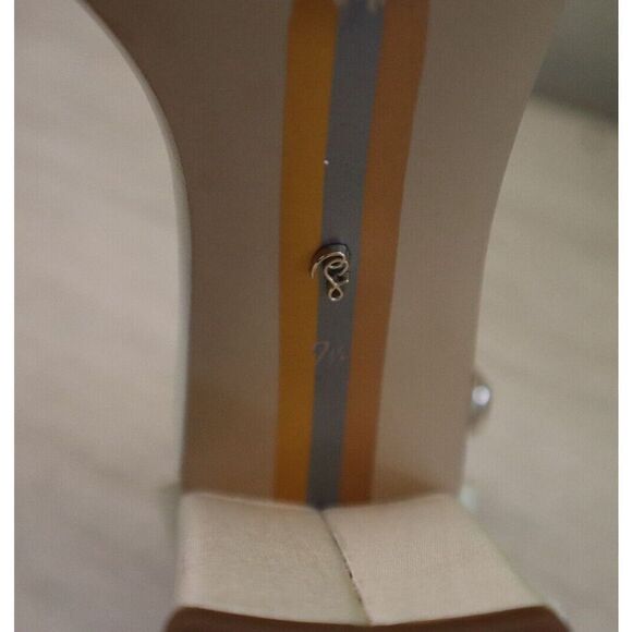 Sam Edelman Women Sz 7.5 Pearl/Ivory Satin Yaro Ankle Strap Block Heel Sandals - Picture 8 of 15